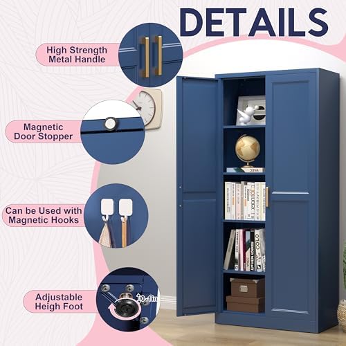 UNICOLY 71" Kitchen Pantry Cabinet, Metal Pantry Storage Cabinet with Doors