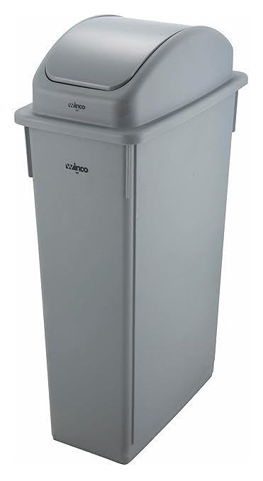 Winco PTC-23SG Slender Trash Can, 23-Gallon, Gray,Medium