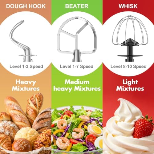 CEBORY Stand Mixer, 4QT 10+P-Speed Electric Kitchen Mixer with Bowl