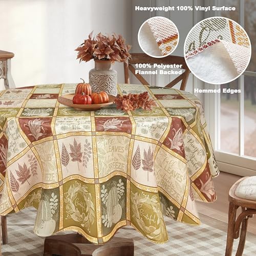 Newbridge Thanksgiving Harvest Breeze 70 Inch Round Vinyl Tablecloth
