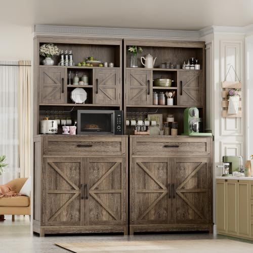 kepptory 69" Tall 63" Wide Extra Large Pantry Storage Cabinet, Brown