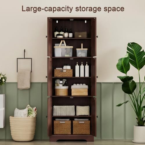 ChooChoo 63.2" Tall Bathroom Storage Cabinet with 6 Doors, Pantry Cabinet