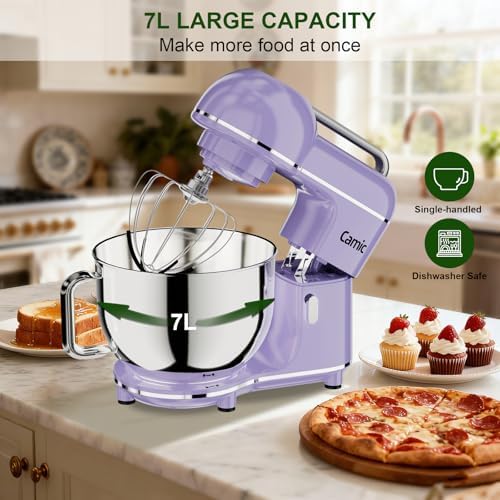 Camic 7.45 QT Tilt-Head Stand Mixer, Electric Mixer for Baking (Light-Purple)