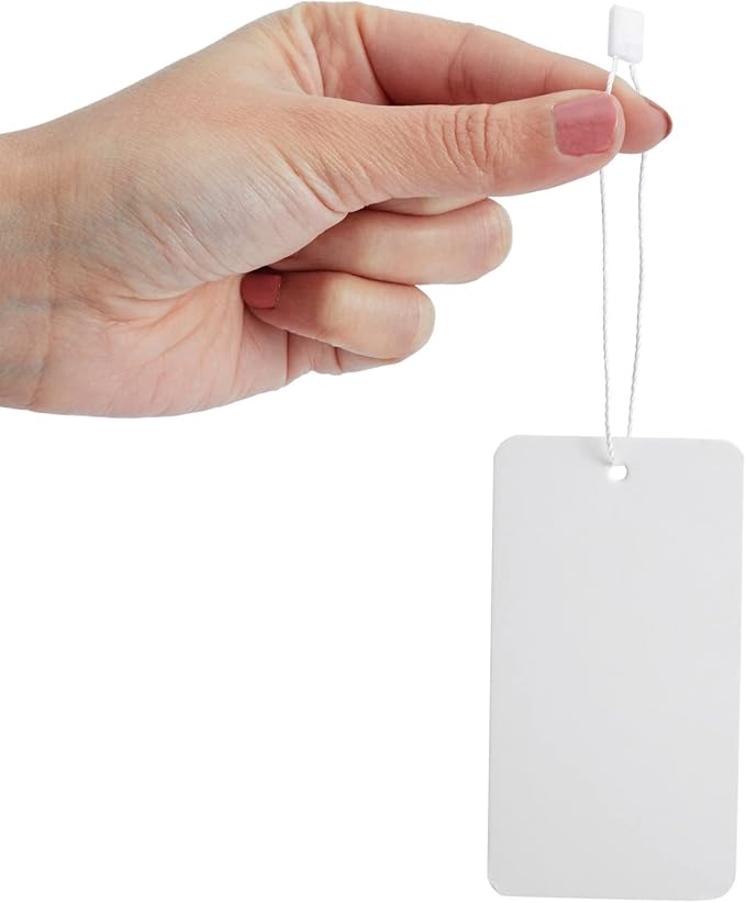 Juvale 500-Pack Hang Tags with String & Fasteners - 2 x 3.5 in White Cardstock - Blank Writable Tags for Clothing & Merchandise - for Retail Labeling & Gift Bags