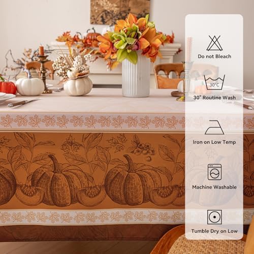 Romanstile Fall Thanksgiving Square Tablecloth 54 x 54 Inch, Orange
