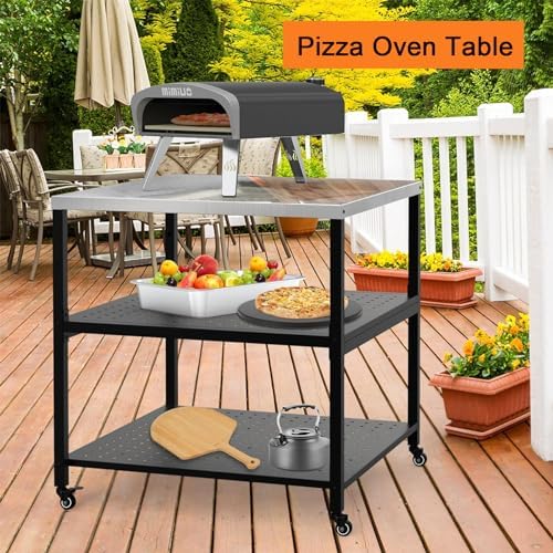 Mimiuo 31.5" Square Pizza Oven Stand, Stainless Steel Modular Table