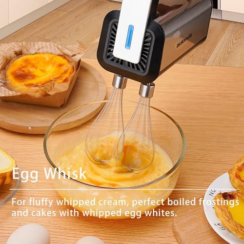 Hand Mixer Electric 5 Speed Kitchen Hand Held Mixer with Turbo Boost,Stainless Steel Performance Hand Mixer Includes 6 Attachments for Easy Whipping Dough, Cream, Cake