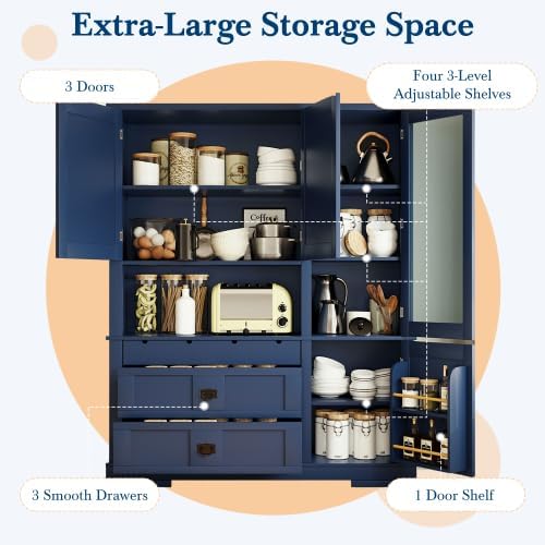Merax 63'' Kitchen Pantry Storage Cabinet, Freestanding Buffet Cabinet