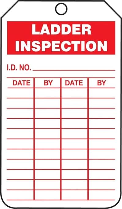 AccuformNMC "Ladder Inspection" Pack of 25 PF-Cardstock Inspection Record Tags, 5.75" x 3.25", Red on White, TRS248CTP, American Made Safety Tags, Signs, and Labels