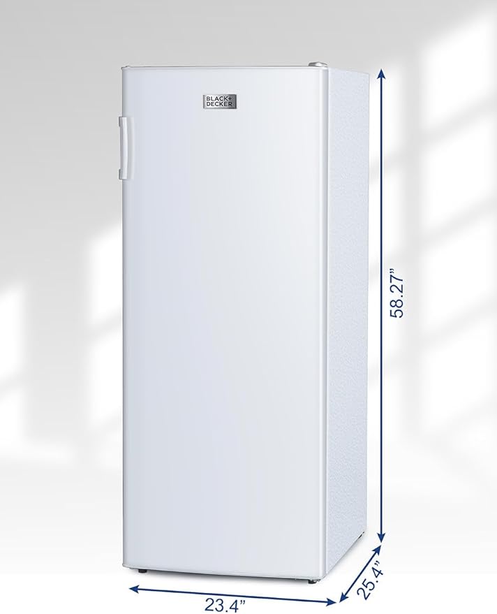 BLACK+DECKER 8.5 Cu. Ft. Upright Freezer, Stand Up Freezer with Mechanical Temperature Control, Freezer Upright with 3 Shelves and 4 Door Bins, Manual Defrost, R600a Refrigerant, BUF850LW, White