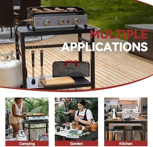 Royal Gourmet Outdoor Grill Cart, 33.5" x 19.7",2-Shelf Table with Wheels