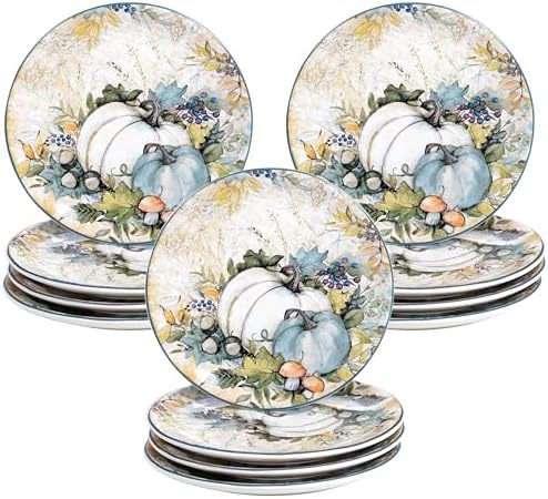 Certified International Harvest Gatherings 9" Salad/Dessert Plates, Multicolor, Medium, Set of 4 (Pack of 3)
