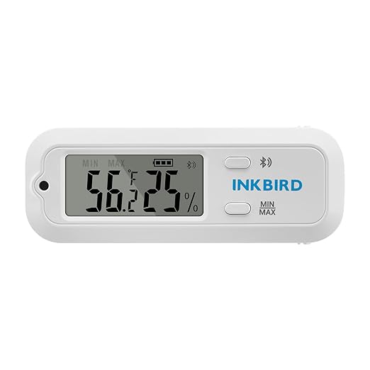 Inkbird Mini Digital Thermometer and Hygrometer, Temperature Humidity Bluetooth Smart Sensor, for Guitar Humidor Mason Jar Incubators