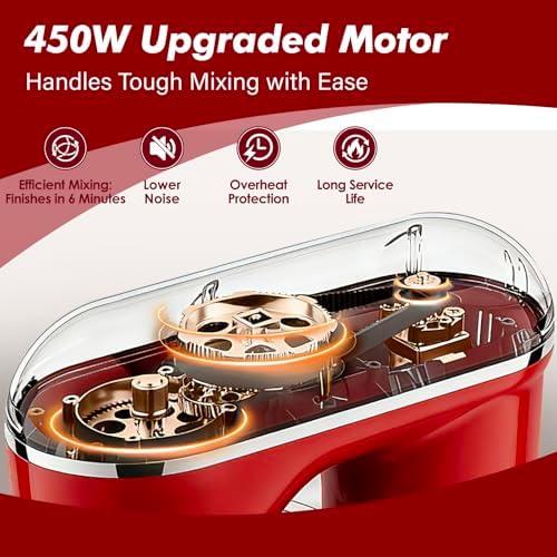 Kitchen in the box 6.5QT Stand Mixer,10-Speed Stainless Steel Bowl (Red)