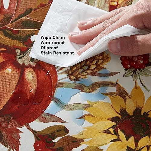 Newbridge Thanksgiving Fall Days Pumpkin 52x52” Square Vinyl Tablecloth