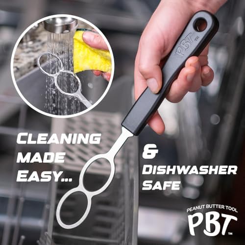 PBT - Peanut Butter Mixer, Stainless Steel Stirring Tool for Natural Peanut Butter, Dough, Yogurt, Sauces, and More - Fits Any Container Size, Less Mess, Dishwasher Safe (WHITE)
