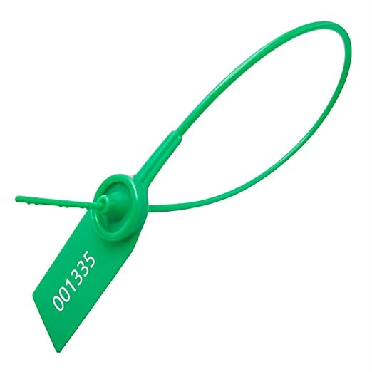 Plastic Numbered Security Seal Pull Tight Padlock Safety Tag Tamper Proof Tie Disposable Self-Locking Seals 11” Length,100pcs (Green)