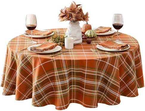 Newbridge Thanksgiving Culloden Plaid 70 Inch Round 100% Cotton Tablecloth