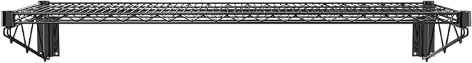 18" x 48" Black Epoxy Wire Wall Mount Shelf