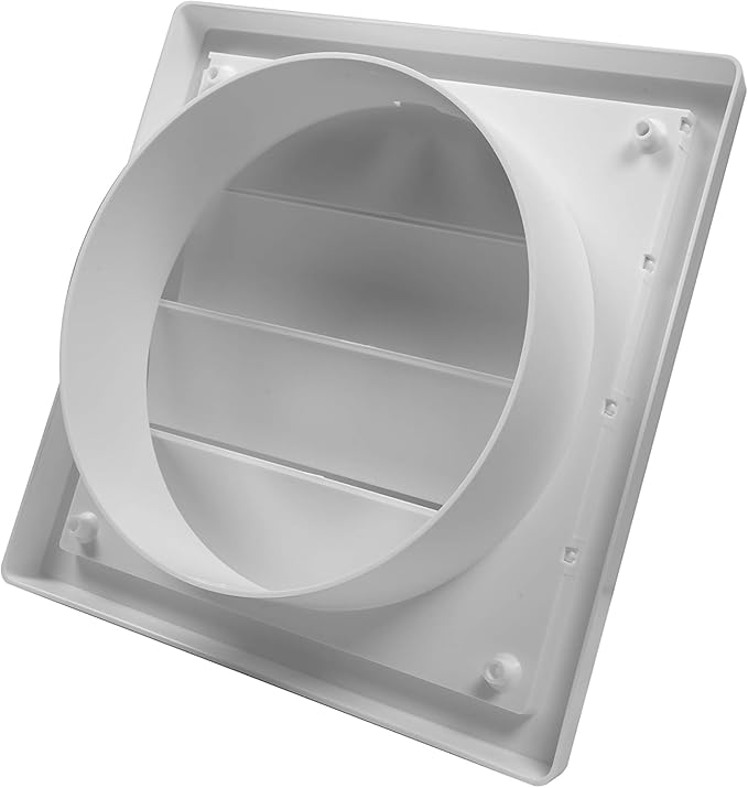 Repa Market 6 Inch Vent Cover - White Plastic Shutter Wall Vent Cover - Louvered Vent Cover for Outdoor - Hood Vent, Exhaust Vent for Bathroom, Kitchen, House HVAC Air Duct Vent Cover Outside
