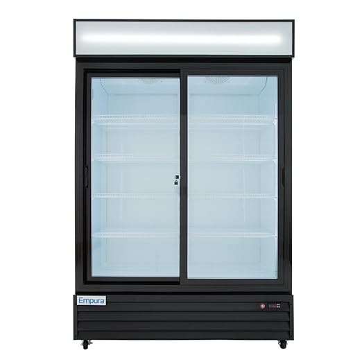 52" Reach-In Refrigerator with Two-Sliding Glass Door | Merchandiser Beverage Display Fridge for Convenience Grocery Store | 50 Cu. Ft. | 52.3"W x 32"D x 79.5"H, Black Exterior Steel, 115V, NSF