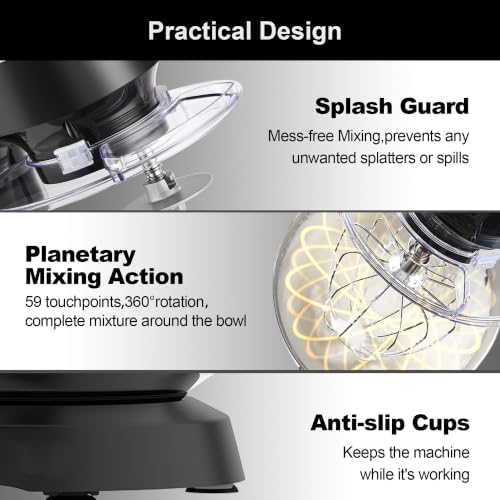 Kitchen in the box Stand Mixer 8.5 QT, 900 Watt Heavy Dough Mixer Black