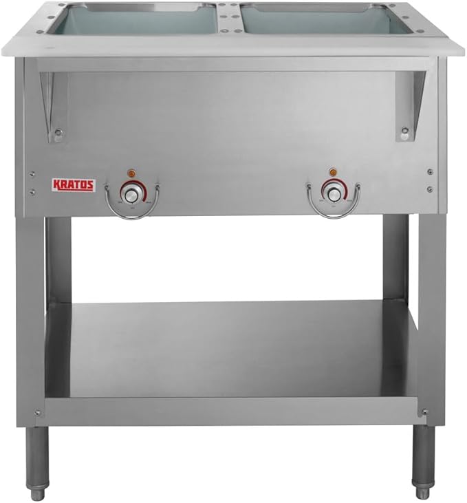 Kratos Commercial Electric Steam Table, 2 Well Stationary Hot Food Table, NSF Certified Food Warmer, 120V, 1000W (28W-109)