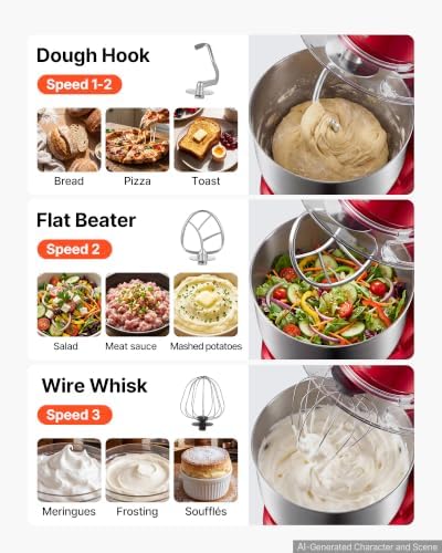 VEVOR 5.3+4.2 Qt Tilt Head Stand Mixer 400W Electric Dough Mixer, 3 Speeds Food Kitchen Mixer with Stainless Steel Bowl, Splash Guard, Dough Hook, Whisk, Beater, for Baking Mixing Whipping