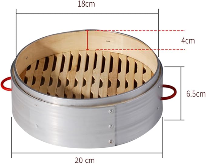 Steamer Basket Set with Aluminum Rim and Double Handles 20cm Mini Food Steamer for Dumplings and Vegetables for Home and Commercial Cooking