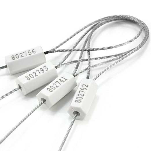Tamper Proof Security Cable Tags for Truck Trailer Pull-Tite Metal Shipping Seals Numbered Padlock Seals for Container(Pack of 500 pcs, White)