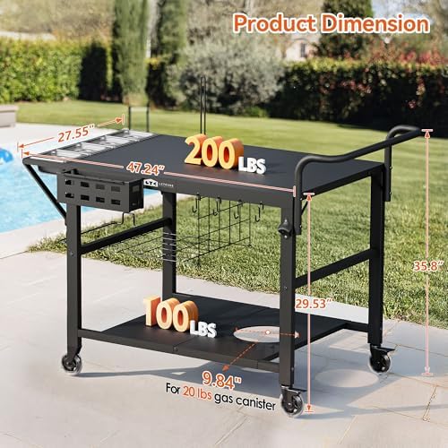 Pizza Oven Table Stand, Outdoor Grill Cart Table for Ninja Ooni Blackstone