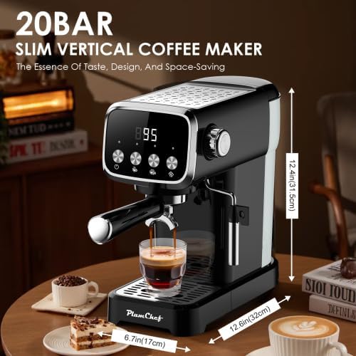 20BAR Espresso Machine with Frother, Coffee Maker with Cup Warmer