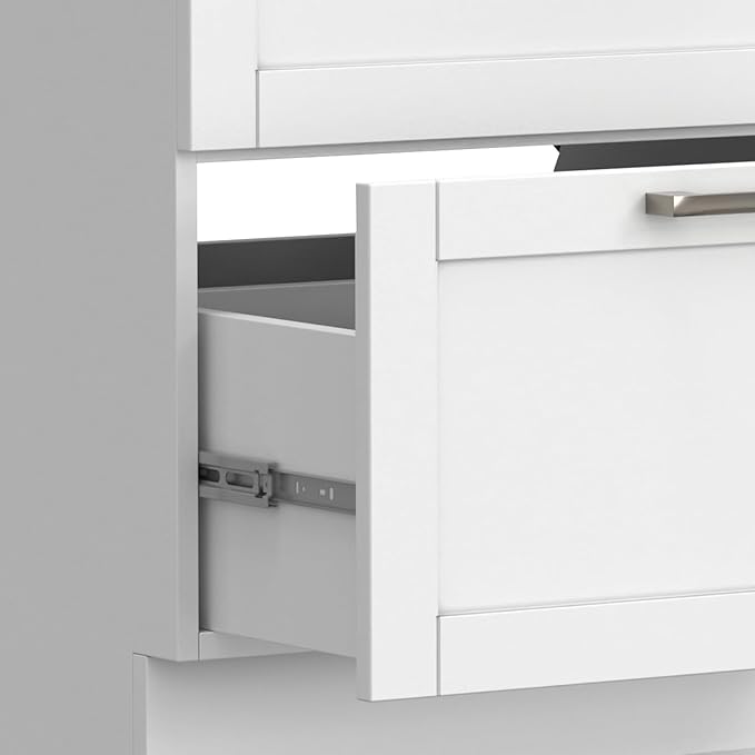 SIMPLIHOME Hennessy All-in-One 46 inch Wide Utility Sink and Laundry Cabinet in Pure White Finish, Transitional Stainless Steel Dual Sink Cabinet for Laundry Rooms with High-Arch Chrome Faucet