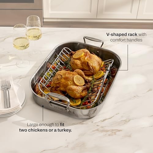 All-Clad Stainless Steel Roaster, 14" x 18" Roaster with rack