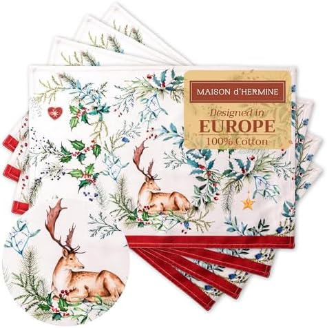 Maison d' Hermine Placemats Set of 4 Reusable 100% Cotton (13"x19")