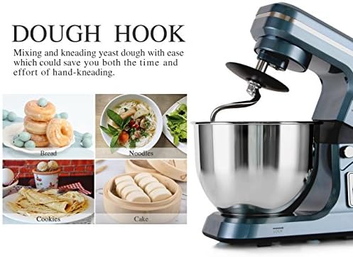 Stand Mixer,5.3-Qt & 500W & 6+P Speed MK36 Tilt-Head Kitchen Electric Food Mixers Home Baking Dough Machine with Accessories (Gray Blue)