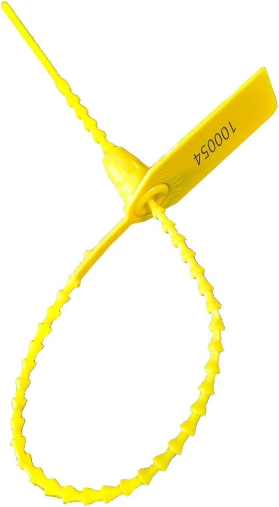 Plastic Security Tags Numbered Tamper Proof Seals Self Locking Zip Ties 9.84" Length Yellow (Pack of 500)