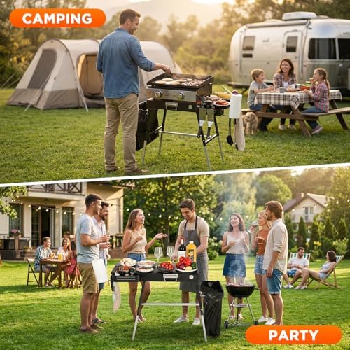 Outdoor Folding Grill Table, Adjustable Blackstone Griddle Stand