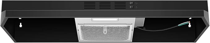 SNDOAS Black Range Hood 36 inch,Ductless Under Cabinet Range Hood Included Carbon Sponge Filter,Ducted Optional,Kitchen Hood 36 inch with 2 Vents,2 Speeds,Hard Wired Stove Vent