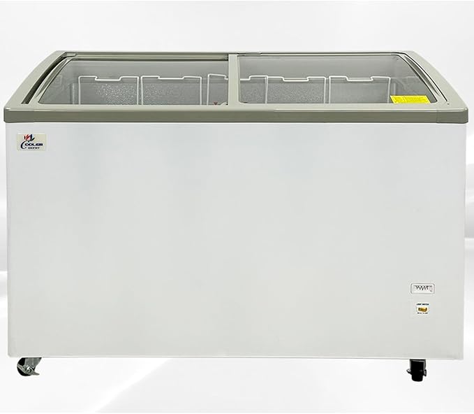 Chest Freezer Glass Door sliding Commercial Ice Cream Freezer 50" White Curve Display Top w/Storage Baskets 15-Cu.Ft sd451s