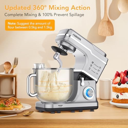 10-Speed Stand Mixer with 7.5 Quart Stainless Steel Bowl, Tilt-Head Electric Kitchen Mixer for Home Baking, Includes Beater, Dough Hook, Wire Whisk, Splash Guard, Ideal for Bread, Cake, and Cookies