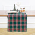 Solino Home 100% Pure Linen Dining Table Runner Green Plaid, 14 x 108 in