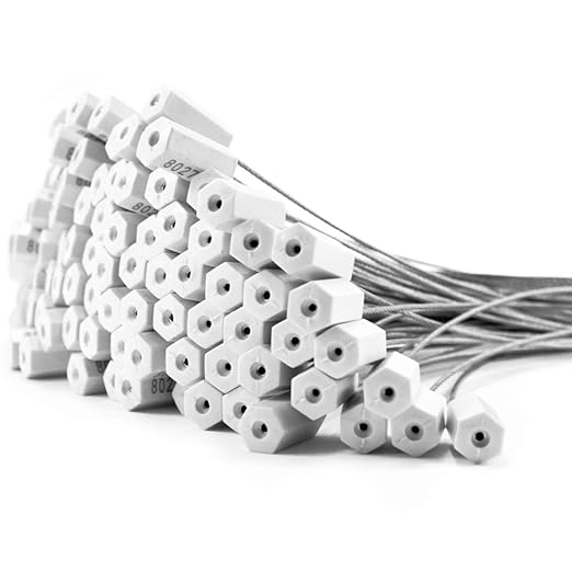 Tamper Proof Security Cable Tags for Truck Trailer Pull-Tite Metal Shipping Seals Numbered Padlock Seals for Container(Pack of 500 pcs, White)