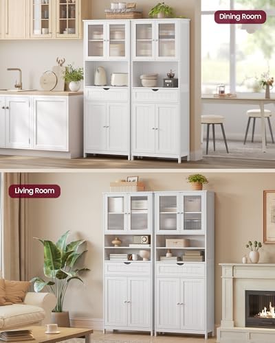 VASAGLE Storage Cabinet, Freestanding, Drawer, Open Compartments