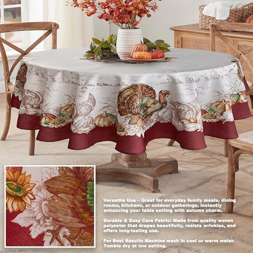 Newbridge Thanksgiving Country Turkey Tablecloth 60 x 84 Inch Oval