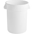 PRO&Family Commercial Round Trash Can, Ingredient Bin, Heavy-Duty Plastic, Anti-Static, Kitchen, Office, Outdoor Use (White, 32 Gallon)