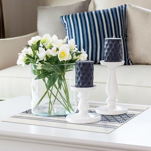 ADRIMER Placemats Set of 4, Boho Table Mats Cotton Blend, Durable Cloth Table Placemats Machine Washable, Rustic Place Mats for Dining Kitchen Table, 14 x 18 Inch, Blue