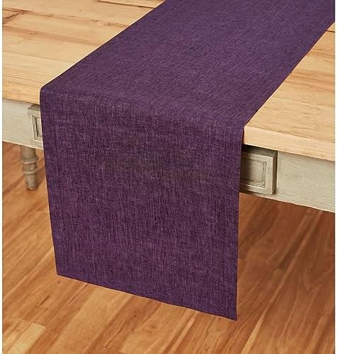 Solino Home 100% Pure Linen Table Runner Grape Woven, Athena 14 x 72 in