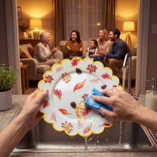 32pcs Thanksgiving Plastic Plates Heavy Duty