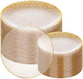 Rubtlamp 100Pcs Clear Gold Plastic Plates, Gold Glitter Disposable Plates, Hammered Plastic Plates Included 50 Dinner Plate And 50 Dessert Plate for Weddings Party Birthday